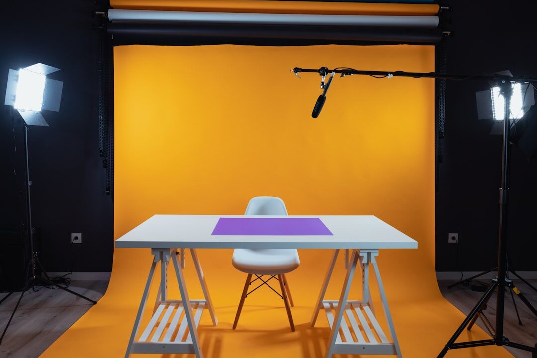 Professional studio live streaming setup for business webinar